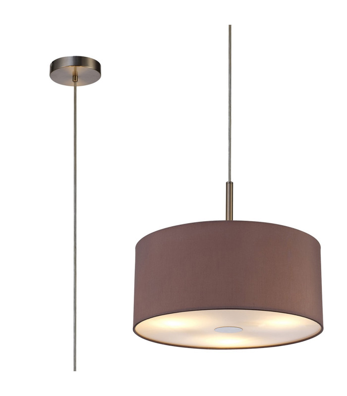 Baymont Satin Nickel 3 Light E27 Single Pendant With 40cm x 18cm Dual Faux Silk Shade Taupe/Halo Gold-1