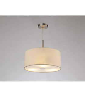 Baymont Satin Nickel 3 Light E27 Single Pendant With 40cm x 18cm Faux Silk Shade Ivory Pearl/White Laminate-2