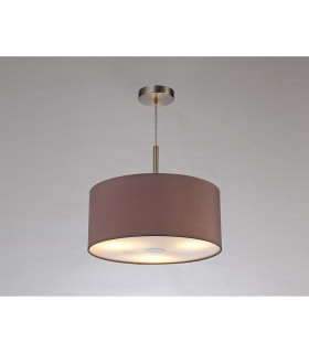 Baymont Satin Nickel 3 Light E27 Single Pendant With 40cm x 18cm Dual Faux Silk Shade Taupe/Halo Gold-2