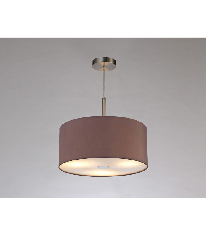 Baymont Satin Nickel 3 Light E27 Single Pendant With 40cm x 18cm Dual Faux Silk Shade Taupe/Halo Gold-2