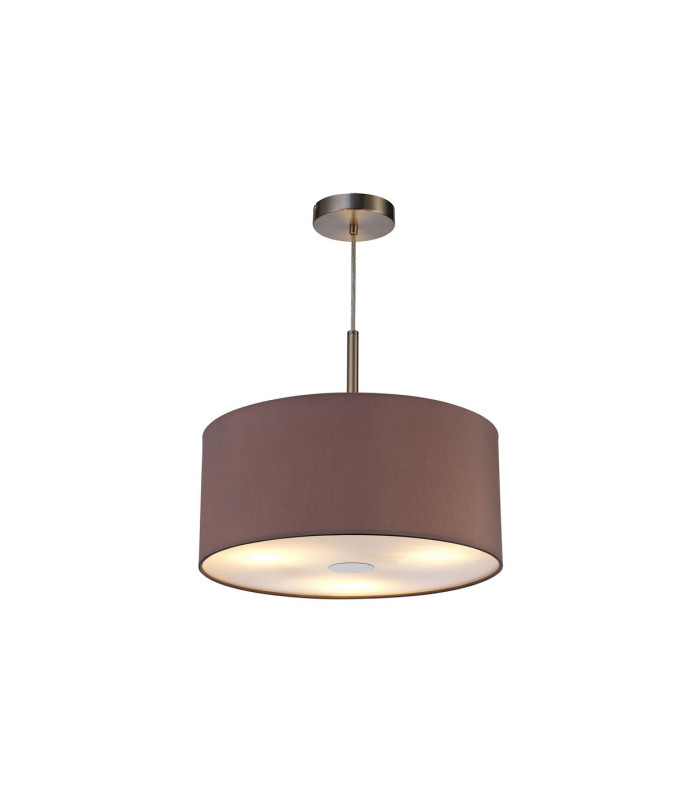 Baymont Satin Nickel 3 Light E27 Single Pendant With 40cm x 18cm Dual Faux Silk Shade Taupe/Halo Gold-4