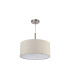 Baymont Satin Nickel 3 Light E27 Single Pendant With 40cm x 18cm Faux Silk Shade Ivory Pearl/White Laminate-5