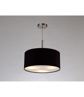 Baymont Satin Nickel 3 Light E27 Single Pendant With 40cm x 18cm Dual Faux Silk Shade Black/Green Olive-2