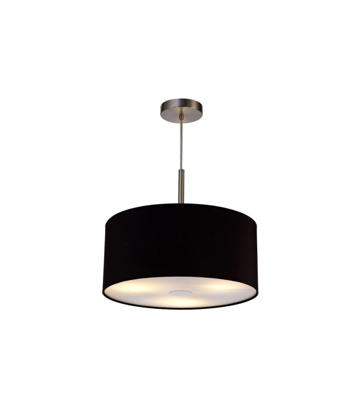 Baymont Satin Nickel 3 Light E27 Single Pendant With 40cm x 18cm Dual Faux Silk Shade Black/Green Olive-4