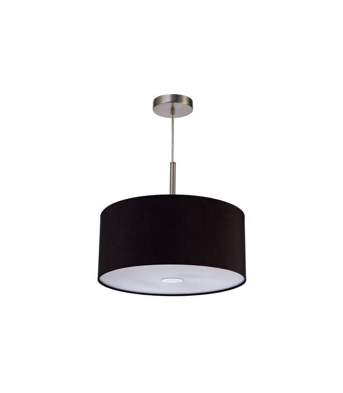 Baymont Satin Nickel 3 Light E27 Single Pendant With 40cm x 18cm Dual Faux Silk Shade Black/Green Olive-5