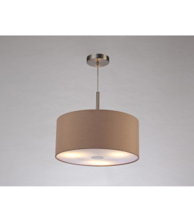 Baymont Satin Nickel 3 Light E27 Single Pendant With 40cm x 18cm Dual Faux Silk Shade Antique Gold/Ruby-2