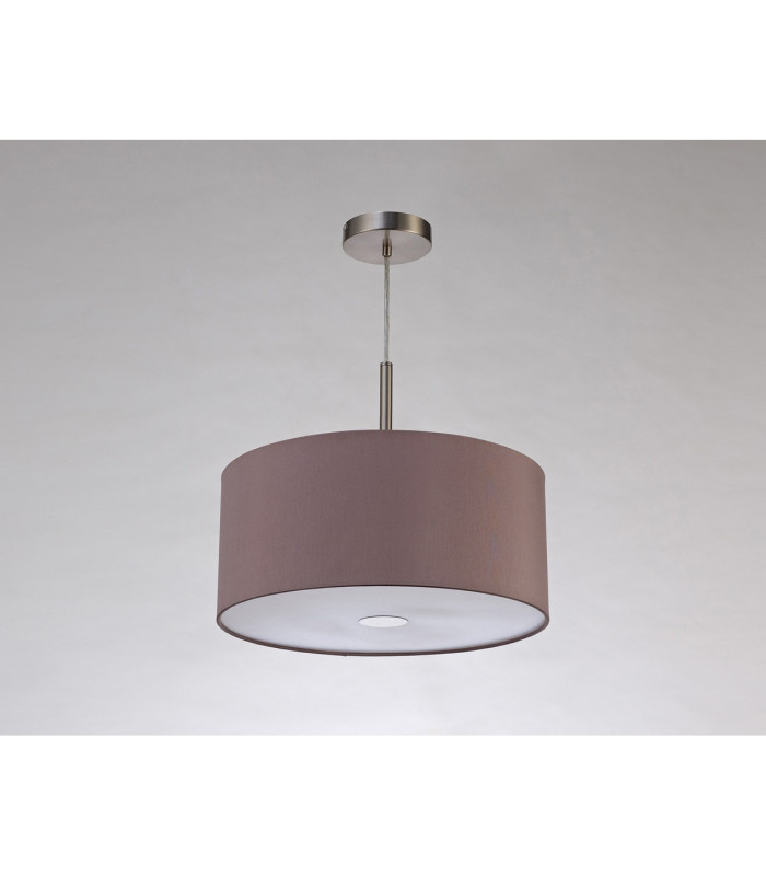 Baymont Satin Nickel 3 Light E27 Single Pendant With 40cm x 18cm Dual Faux Silk Shade Taupe/Halo Gold-14