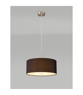Baymont Satin Nickel 3 Light E27 Single Pendant With 40cm x 18cm Faux Silk Shade Black/White Laminate-2