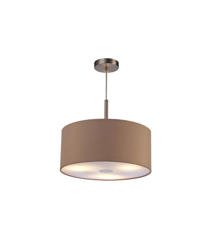 Baymont Satin Nickel 3 Light E27 Single Pendant With 40cm x 18cm Dual Faux Silk Shade Antique Gold/Ruby-4