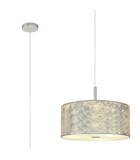 Baymont Polished Chrome 3 Light E27 Single Pendant With 40cm x 18cm Silver Leaf Shade-1