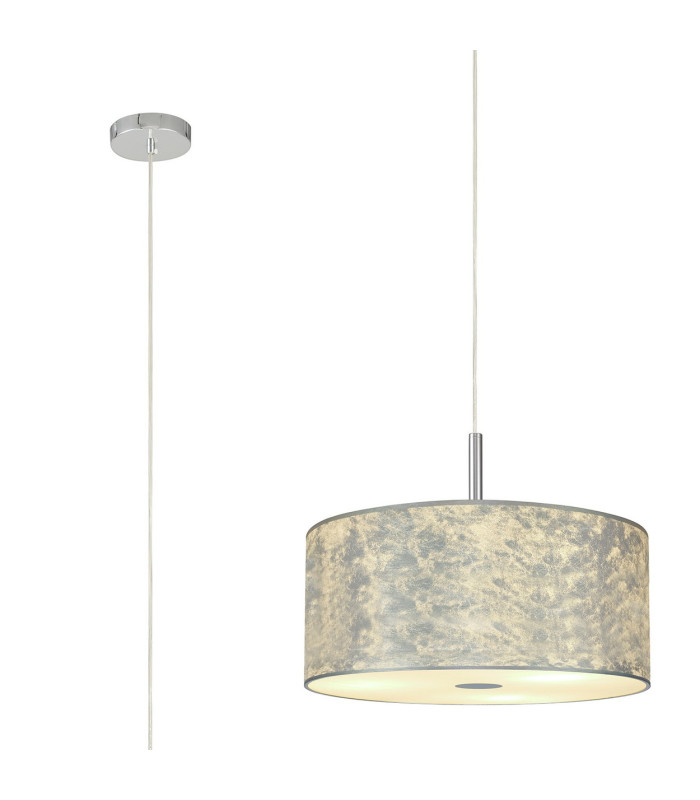 Baymont Polished Chrome 3 Light E27 Single Pendant With 40cm x 18cm Silver Leaf Shade-1