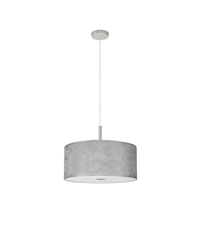 Baymont Polished Chrome 3 Light E27 Single Pendant With 40cm x 18cm Silver Leaf Shade-5