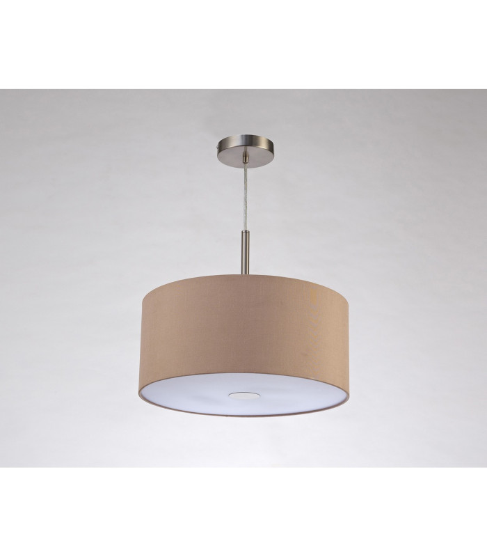 Baymont Satin Nickel 3 Light E27 Single Pendant With 40cm x 18cm Dual Faux Silk Shade Antique Gold/Ruby-14
