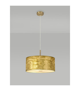 Baymont Antique Brass 3 Light E27 Single Pendant With 40cm x 18cm Gold Leaf Shade With Frosted/AB Acrylic Diffuser-2