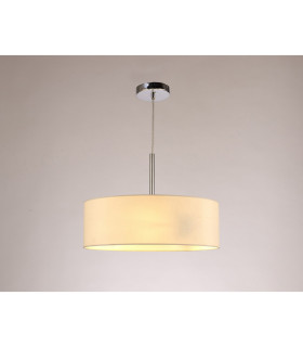 Baymont Polished Chrome 3 Light E27 Single Pendant With 45cm x 15cm Faux Silk Shade Ivory Pearl/White Laminate-2