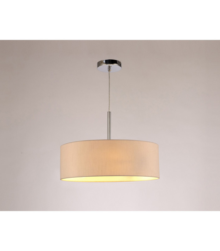 Baymont Polished Chrome 3 Light E27 Single Pendant With 45cm x 15cm Dual Faux Silk Shade Nude Beige/Moonlight-2