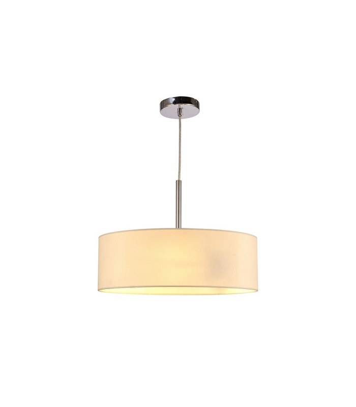 Baymont Polished Chrome 3 Light E27 Single Pendant With 45cm x 15cm Faux Silk Shade Ivory Pearl/White Laminate-4