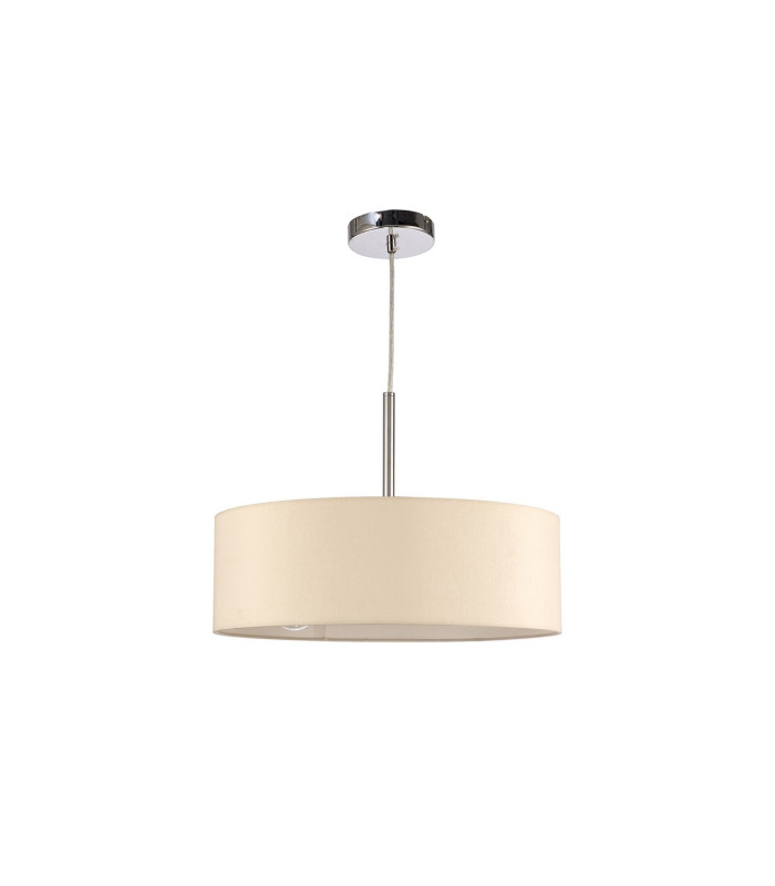 Baymont Polished Chrome 3 Light E27 Single Pendant With 45cm x 15cm Faux Silk Shade Ivory Pearl/White Laminate-5