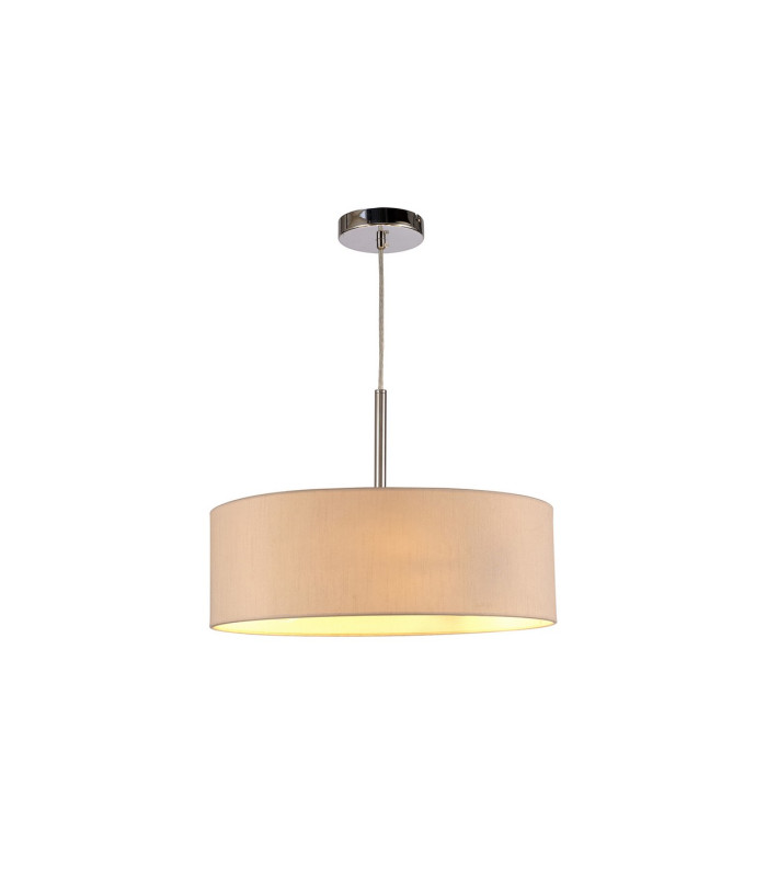 Baymont Polished Chrome 3 Light E27 Single Pendant With 45cm x 15cm Dual Faux Silk Shade Nude Beige/Moonlight-4