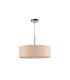 Baymont Polished Chrome 3 Light E27 Single Pendant With 45cm x 15cm Dual Faux Silk Shade Nude Beige/Moonlight-5