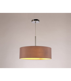Baymont Polished Chrome 3 Light E27 Single Pendant With 45cm x 15cm Dual Faux Silk Shade Taupe/Halo Gold-2