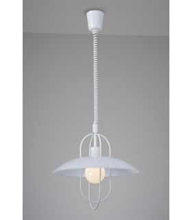 Rise & Fall Dome Ceiling Pendant E27, Matt White, Opal White Glass Shade - 2