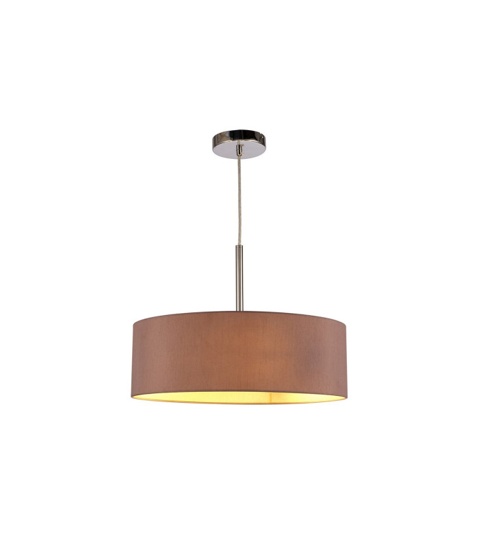 Baymont Polished Chrome 3 Light E27 Single Pendant With 45cm x 15cm Dual Faux Silk Shade Taupe/Halo Gold-4