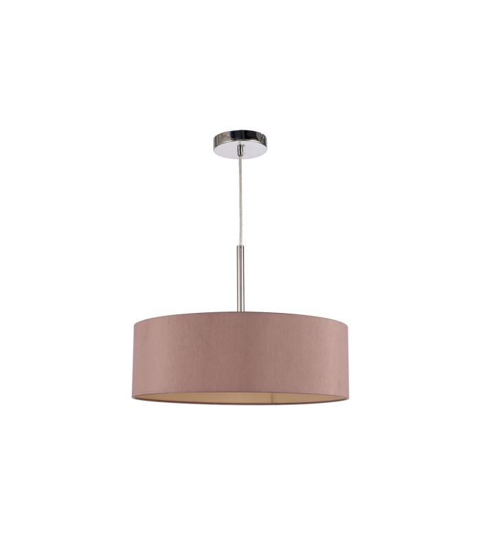 Baymont Polished Chrome 3 Light E27 Single Pendant With 45cm x 15cm Dual Faux Silk Shade Taupe/Halo Gold-5
