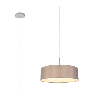 Baymont Polished Chrome 3 Light E27 Single Pendant With 45cm x 15cm Faux Silk Shade Grey-1