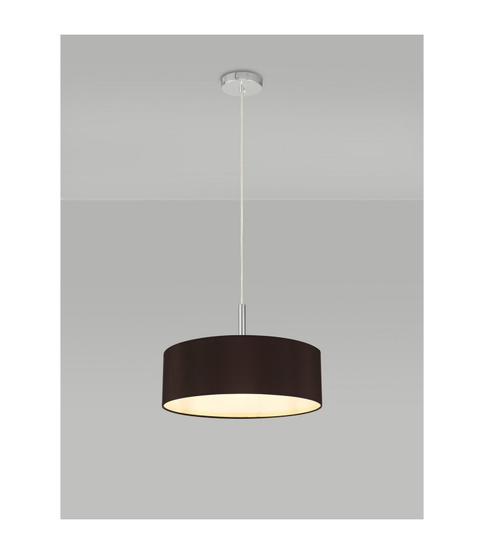 Baymont Polished Chrome 3 Light E27 Single Pendant With 45cm x 15cm Faux Silk Shade Black-2