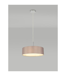 Baymont Polished Chrome 3 Light E27 Single Pendant With 45cm x 15cm Faux Silk Shade Grey-2