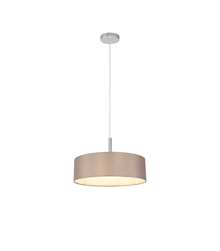 Baymont Polished Chrome 3 Light E27 Single Pendant With 45cm x 15cm Faux Silk Shade Grey-4