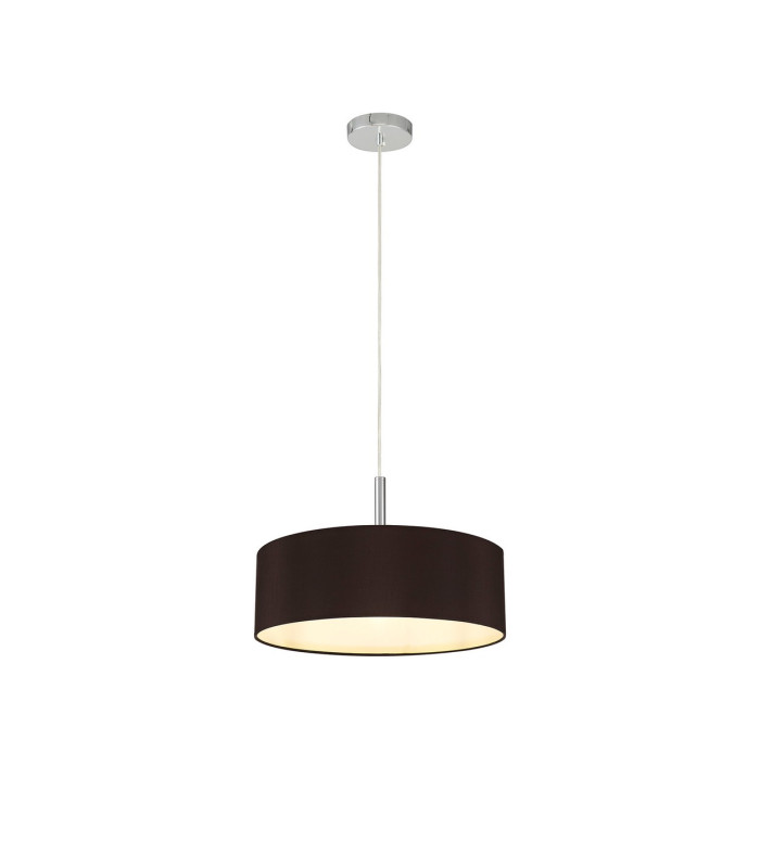 Baymont Polished Chrome 3 Light E27 Single Pendant With 45cm x 15cm Faux Silk Shade Black-4