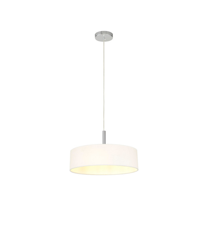 Baymont Polished Chrome 3 Light E27 Single Pendant With 45cm x 15cm Faux Silk Shade White-4