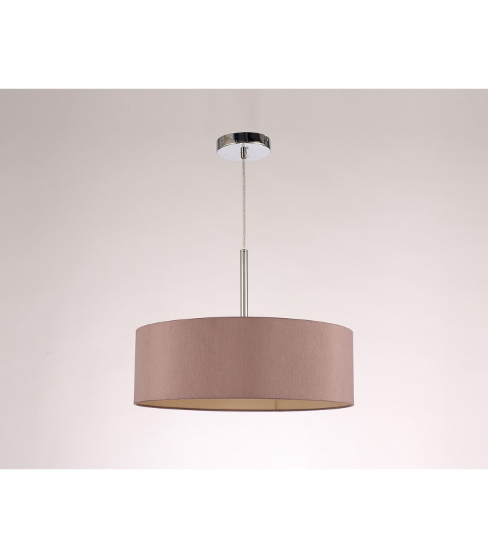 Baymont Polished Chrome 3 Light E27 Single Pendant With 45cm x 15cm Dual Faux Silk Shade Taupe/Halo Gold-12