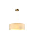 Baymont Antique Brass 3 Light E27 Single Pendant With 45cm x 15cm Faux Silk Shade Ivory Pearl/White Laminate-4