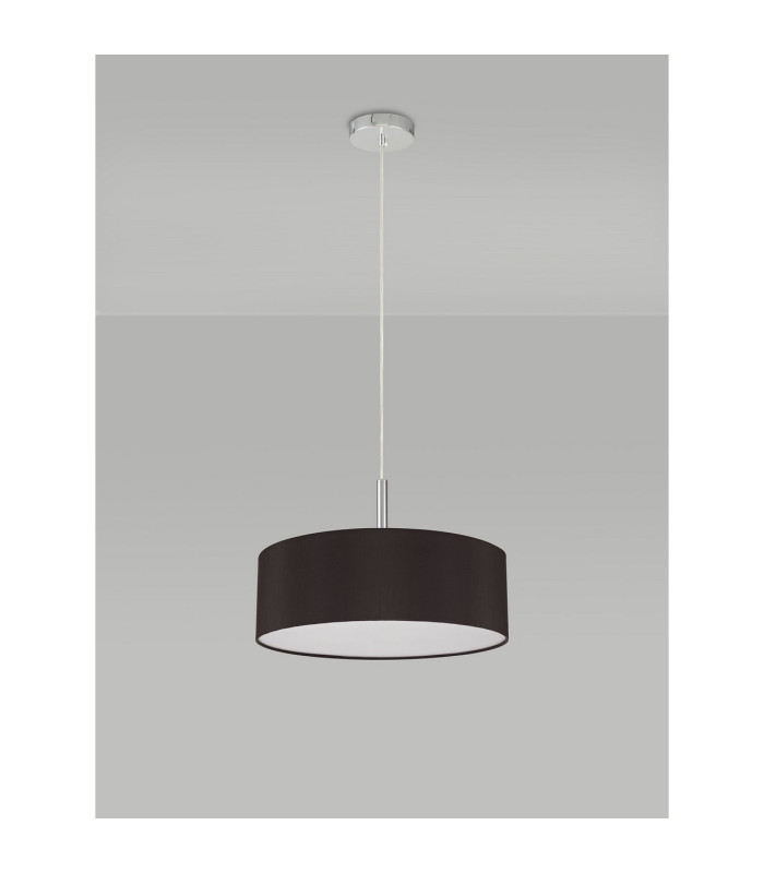 Baymont Polished Chrome 3 Light E27 Single Pendant With 45cm x 15cm Faux Silk Shade Black-12