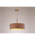 Baymont Antique Brass 3 Light E27 Single Pendant With 45cm x 15cm Dual Faux Silk Shade Taupe/Halo Gold-2