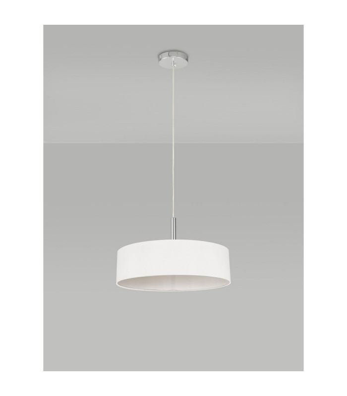 Baymont Polished Chrome 3 Light E27 Single Pendant With 45cm x 15cm Faux Silk Shade White-12