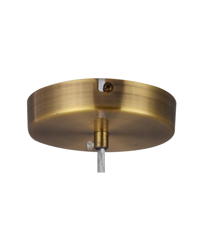 Baymont Antique Brass 3 Light E27 Single Pendant With 45cm x 15cm Faux Silk Shade Ivory Pearl/White Laminate-8