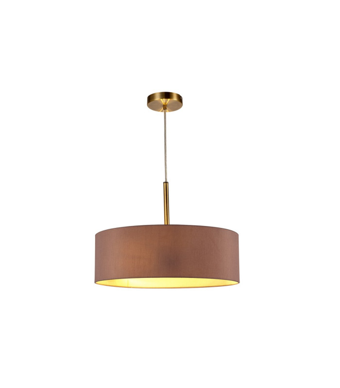 Baymont Antique Brass 3 Light E27 Single Pendant With 45cm x 15cm Dual Faux Silk Shade Taupe/Halo Gold-4