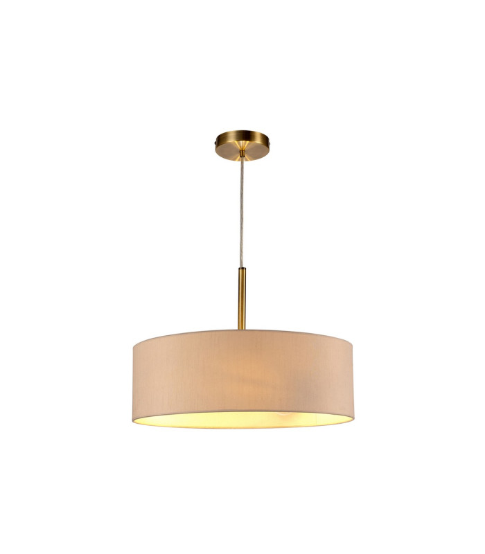 Baymont Antique Brass 3 Light E27 Single Pendant With 45cm x 15cm Dual Faux Silk Shade Nude Beige/Moonlight-4
