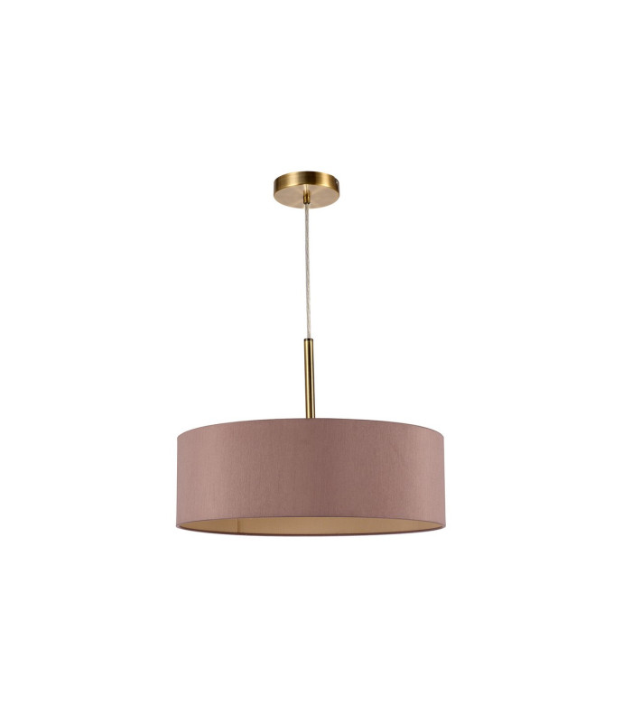 Baymont Antique Brass 3 Light E27 Single Pendant With 45cm x 15cm Dual Faux Silk Shade Taupe/Halo Gold-5