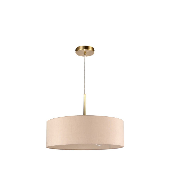 Baymont Antique Brass 3 Light E27 Single Pendant With 45cm x 15cm Dual Faux Silk Shade Nude Beige/Moonlight-5