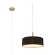 Baymont Antique Brass 3 Light E27 Single Pendant With 45cm x 15cm Faux Silk Shade Black-1