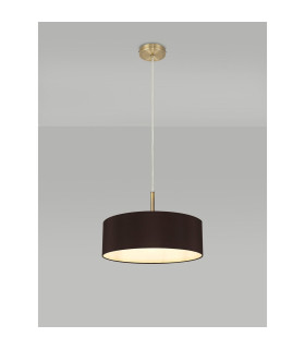 Baymont Antique Brass 3 Light E27 Single Pendant With 45cm x 15cm Faux Silk Shade Black-2