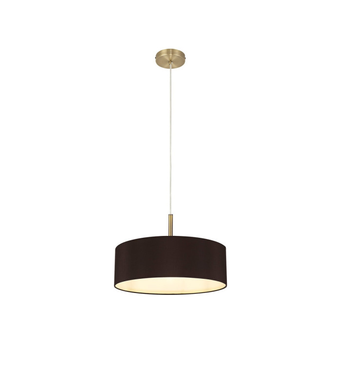 Baymont Antique Brass 3 Light E27 Single Pendant With 45cm x 15cm Faux Silk Shade Black-4