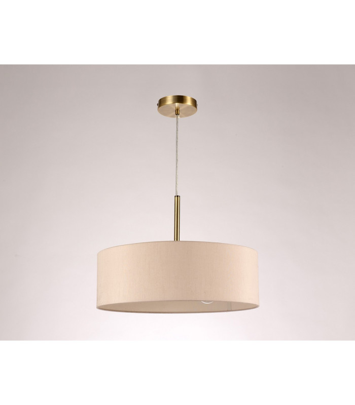 Baymont Antique Brass 3 Light E27 Single Pendant With 45cm x 15cm Dual Faux Silk Shade Nude Beige/Moonlight-12
