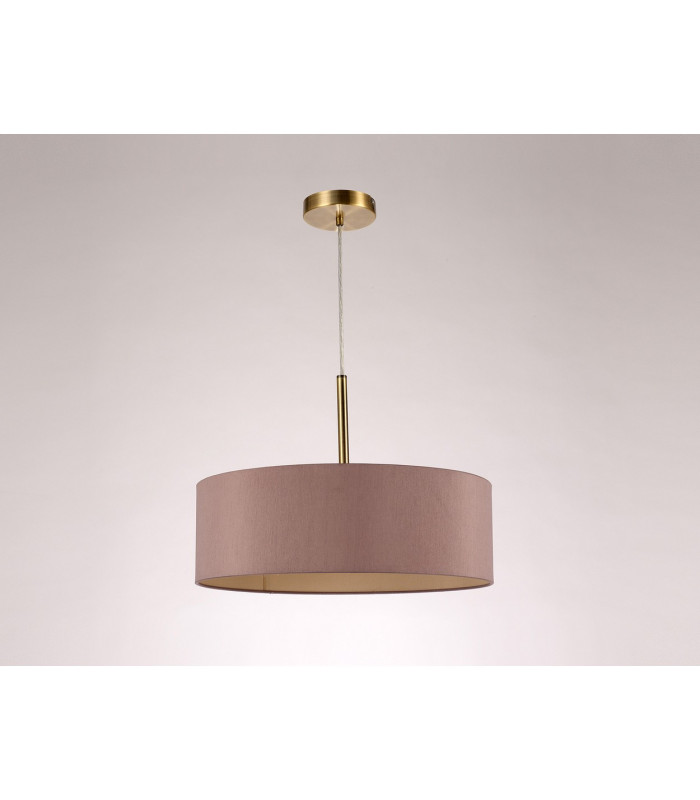 Baymont Antique Brass 3 Light E27 Single Pendant With 45cm x 15cm Dual Faux Silk Shade Taupe/Halo Gold-12