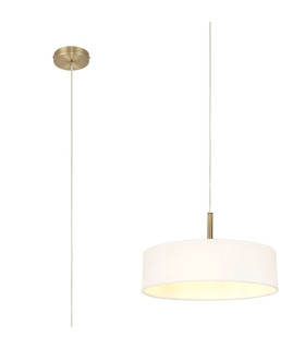 Baymont Antique Brass 3 Light E27 Single Pendant With 45cm x 15cm Faux Silk Shade White-1